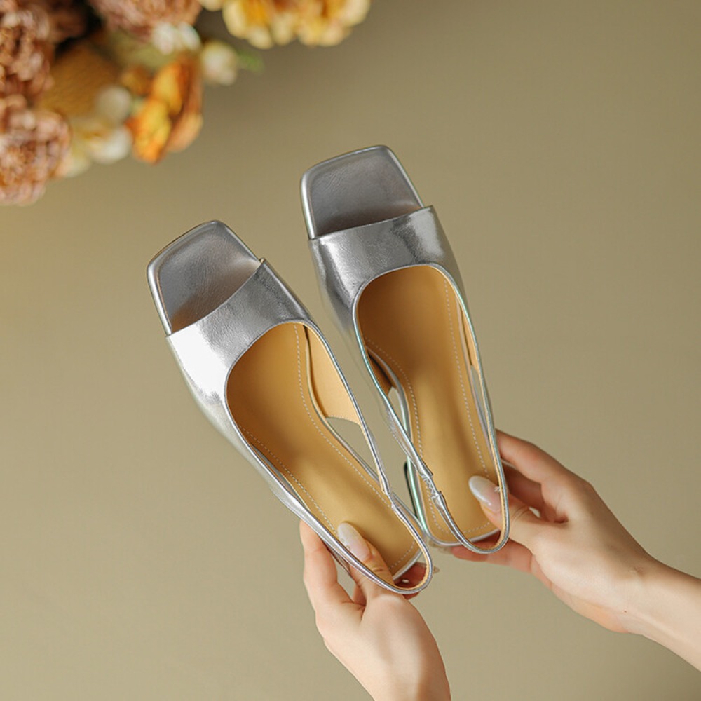 Mule Slip On - Comfortabele zachte binnenzool Metallic Kitten Heel